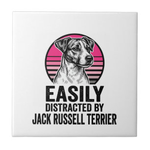 Jack Russell Terrier Easily Distracted Vintage Shi Tile