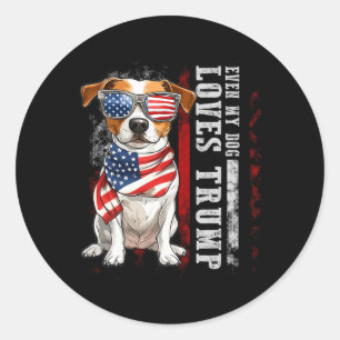 Jack Russell Terrier Even My Dog Loves Trump Funny Classic Round Sticker
