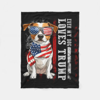 Jack Russell Terrier Even My Dog Loves Trump Funny Fleece Blanket