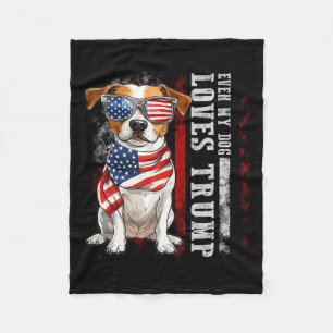 Jack Russell Terrier Even My Dog Loves Trump Funny Fleece Blanket