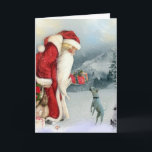 Jack Russell Terrier &  Father Christmas Holiday Card<br><div class="desc">Flora,  a sweet little Jack Russell dog with Father Christmas in a snow scene.</div>
