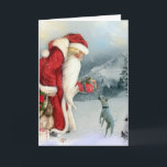 Jack Russell Terrier &  Father Christmas Holiday Card<br><div class="desc">Flora,  a sweet little Jack Russell dog with Father Christmas in a snow scene.</div>