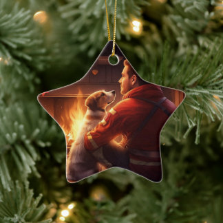 Jack Russell Terrier Fireman, Puppy, Pet Dog Lover Ceramic Tree Decoration