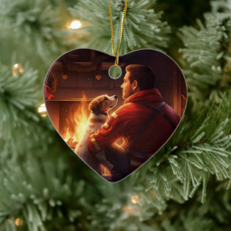 Jack Russell Terrier Fireman, Puppy, Pet Dog Lover Ceramic Tree Decoration