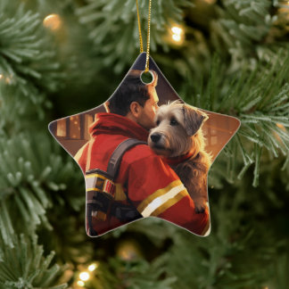 Jack Russell Terrier Fireman, Puppy, Pet Dog Lover Ceramic Tree Decoration