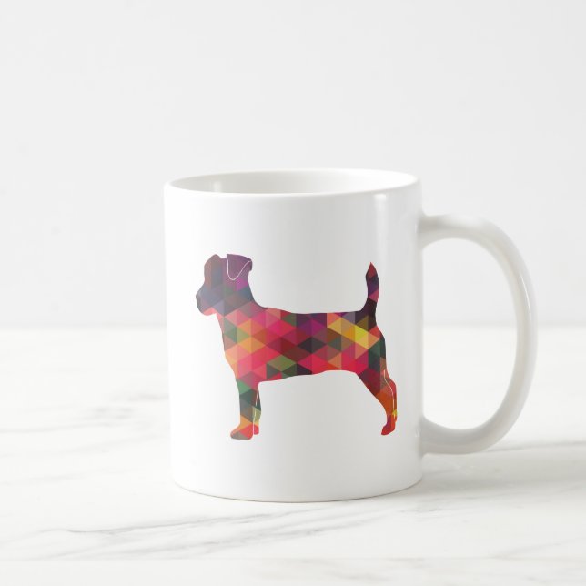 Jack Russell Terrier Geometric Pattern Silhouette Coffee Mug (Right)