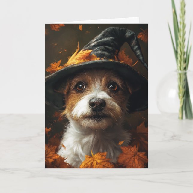 Jack Russell Terrier Halloween Holiday Card (Front)