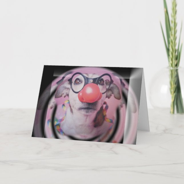 Jack Russell Terrier Happy Birthday Crazy Clown Card (Front)