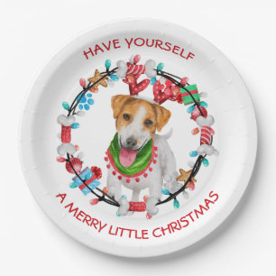 Jack Russell Terrier Have A Merry Christmas Paper Plate