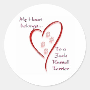 Jack Russell Terrier Heart Belongs Classic Round Sticker