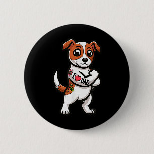 Jack Russell Terrier I Love Dad Funny Dog Tattoo _ 6 Cm Round Badge