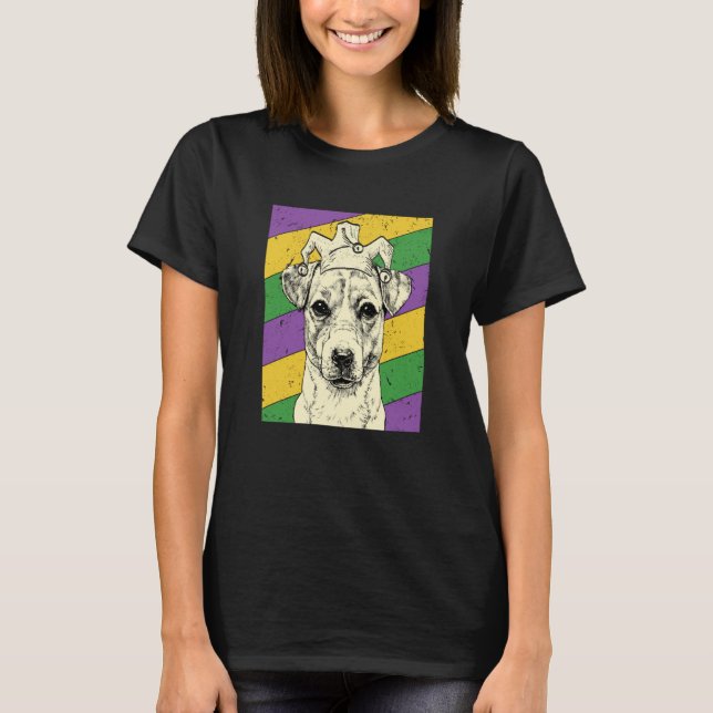 Jack Russell Terrier Jester Mardi Gras Dog Mom or  T-Shirt (Front)