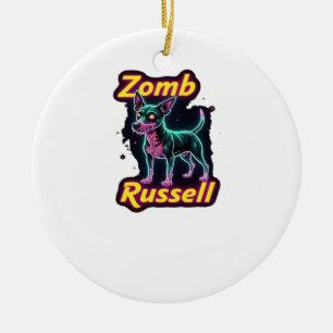 Jack Russell Terrier JRT Zombie Dog Halloween Esse Ceramic Tree Decoration