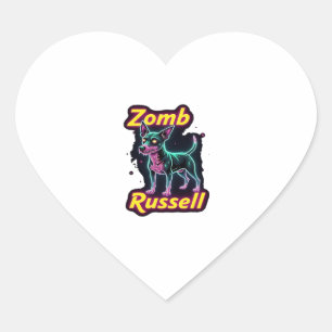 Jack Russell Terrier JRT Zombie Dog Halloween Esse Heart Sticker