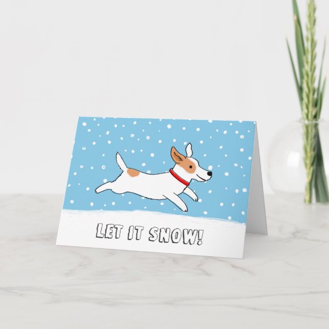 Jack Russell Terrier Let it Snow Dog Christmas Holiday Card (Front)