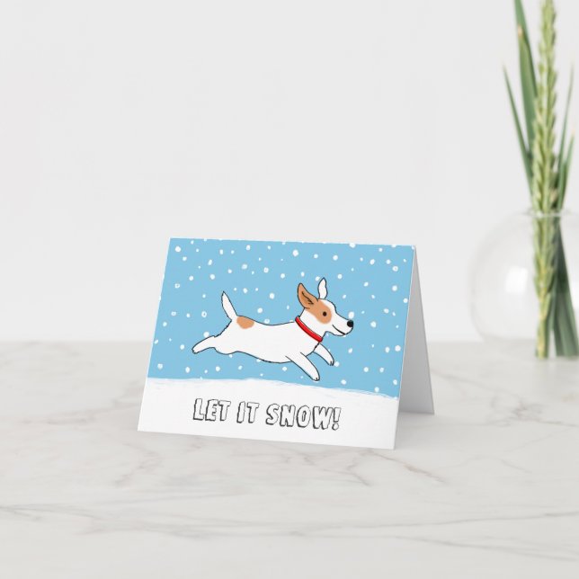 Jack Russell Terrier Let it Snow Dog Christmas Holiday Card (Front)