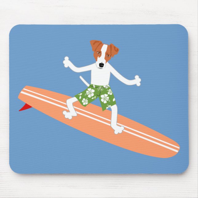 Jack Russell Terrier Longboard Surfer Mouse Mat (Front)