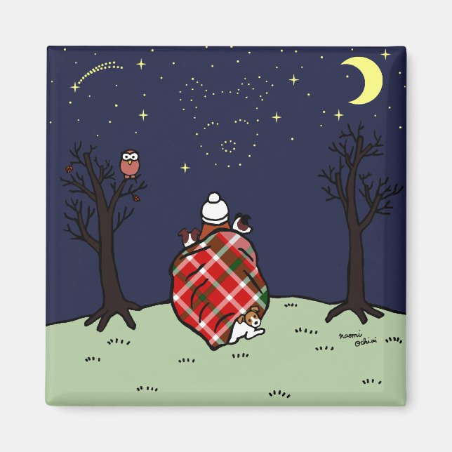 Jack Russell Terrier Mum and Starry Sky Magnet (Front)