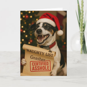 Jack Russell Terrier Naughty List Christmas card
