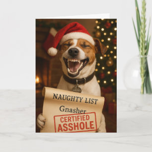 Jack Russell Terrier Naughty List Christmas card