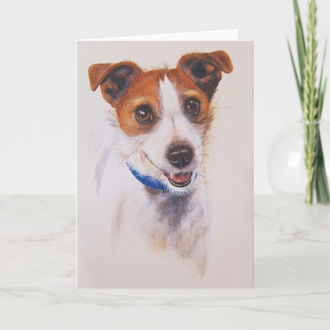 Jack Russell Terrier Painted in Watercolour Card (Front)