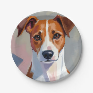 Jack Russell Terrier Painting Dog Pet Paper Plate