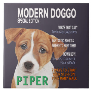 Jack Russell Terrier Parody Magazine Cover  Tile
