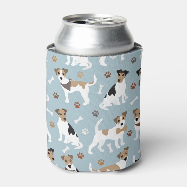 Jack Russell Terrier Paws and Bones Can Cooler (Can Front)