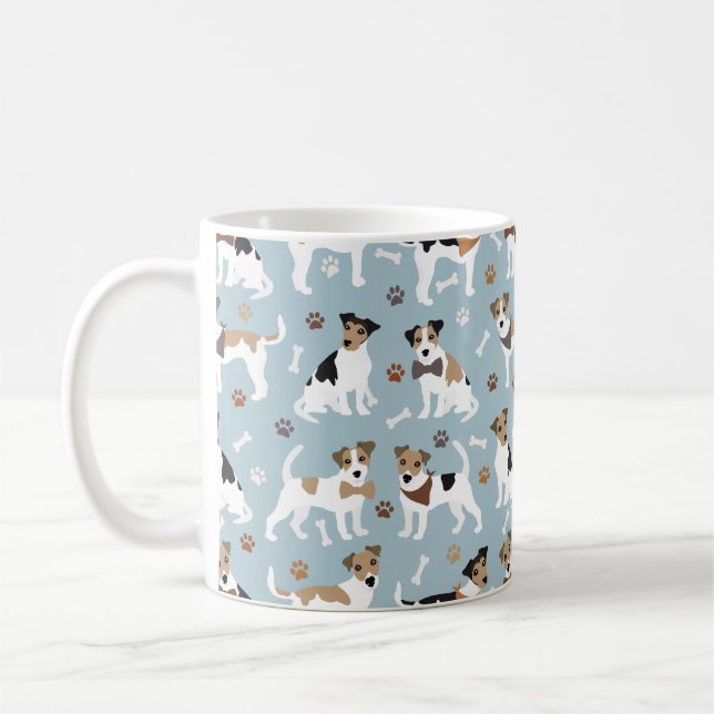 Jack Russell Terrier Paws and Bones Coffee Mug (Left)