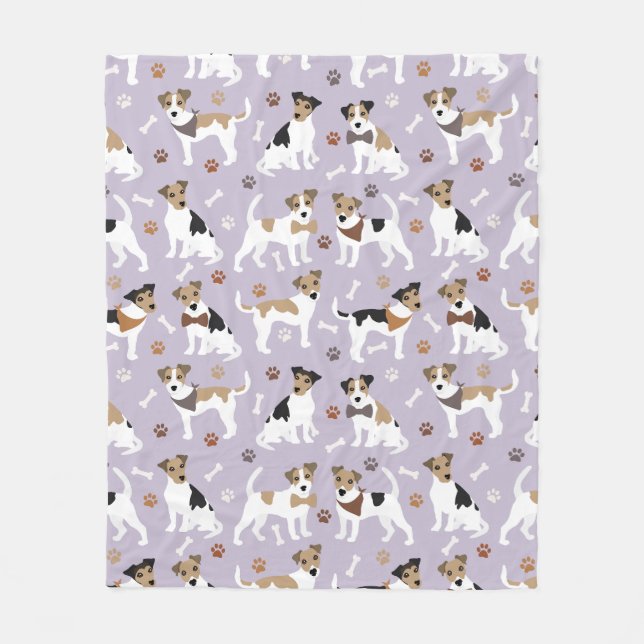Jack Russell Terrier Paws and Bones Fleece Blanket (Front)