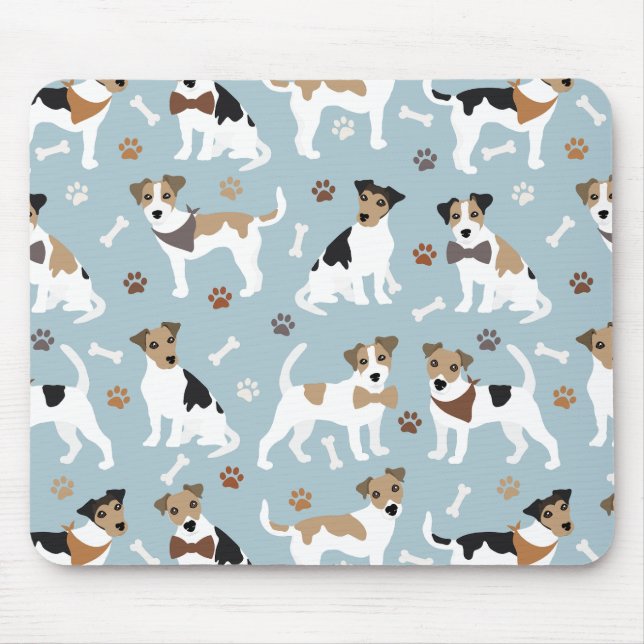 Jack Russell Terrier Paws and Bones Mouse Mat (Front)