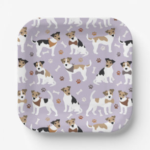 Jack Russell Terrier Paws and Bones Paper Plates