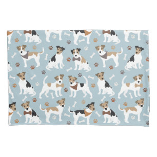 Jack Russell Terrier Paws and Bones Pillow Case
