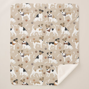 Jack Russell Terrier Paws and Bones Sherpa Blanket