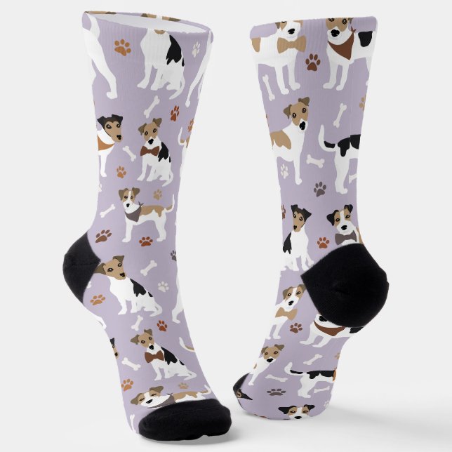 Jack Russell Terrier Paws and Bones Socks (Angled)