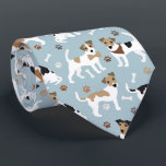 Jack Russell Terrier Paws and Bones Tie<br><div class="desc">Cute Jack Russell Terrier dogs sit and stand with paw prints and dog bones pattern.</div>
