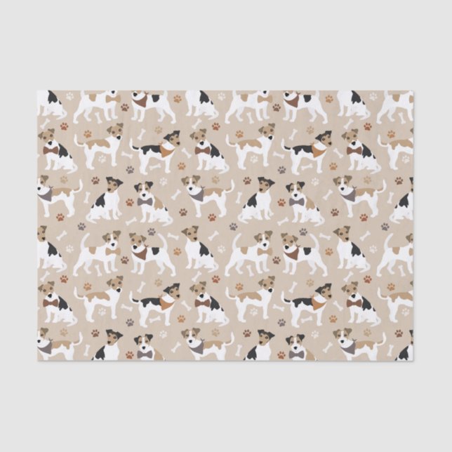 Jack Russell Terrier Paws and Bones Tissue Paper (Front)