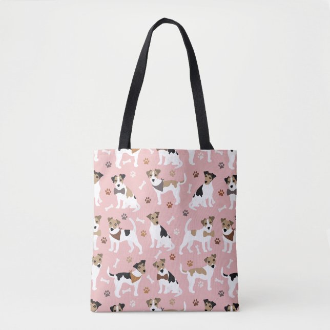 Jack Russell Terrier Paws and Bones Tote Bag (Front)
