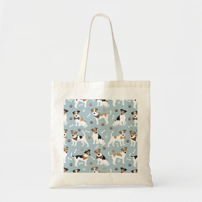 Jack Russell Terrier Paws and Bones Tote Bag (Front)