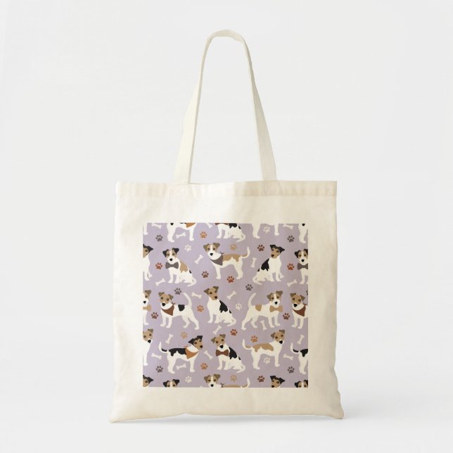 Jack Russell Terrier Paws and Bones Tote Bag (Front)