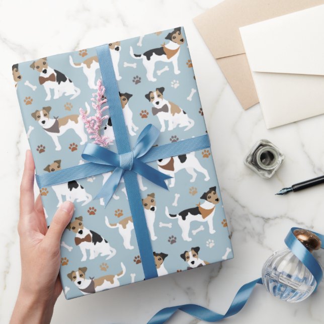 Jack Russell Terrier Paws and Bones Wrapping Paper (Gifting)