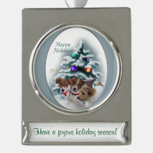 Jack Russell Terrier Personalised Christmas Silver Plated Banner Ornament