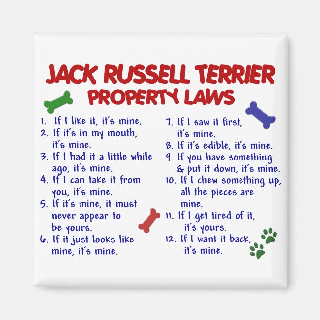 JACK RUSSELL TERRIER Property Laws 2 Magnet (Front)