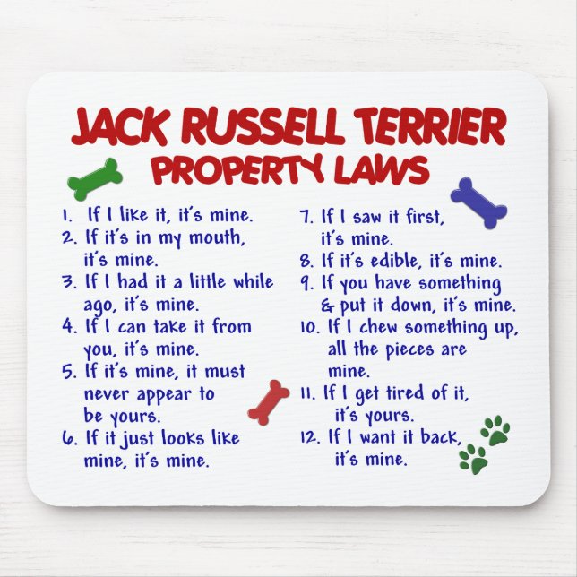 JACK RUSSELL TERRIER Property Laws 2 Mouse Mat (Front)