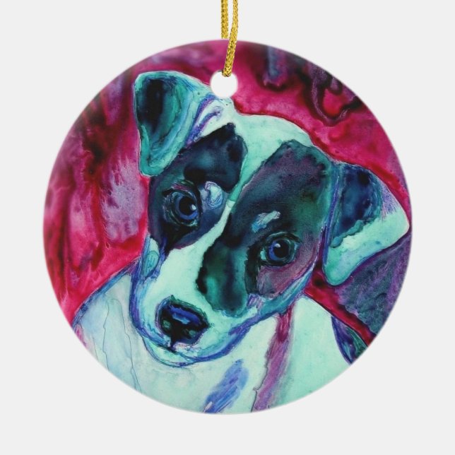 Jack Russell Terrier Pup Ornament - "Julep" (Front)