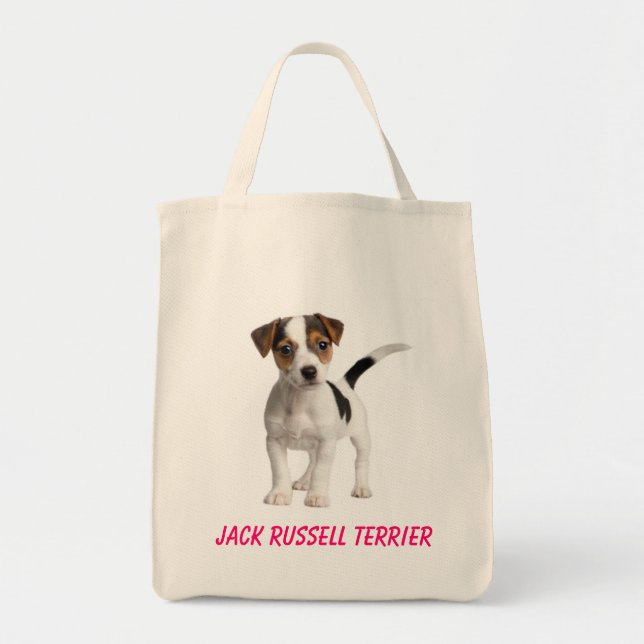 Jack Russell Terrier Puppy Dog Grocery Tote Bag (Front)
