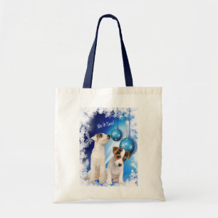 Jack Russell Terrier Puppy Let It Snow Design Tote Bag