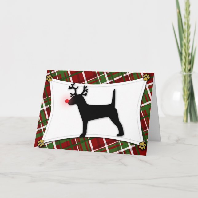 Jack Russell Terrier Reindeer Christmas Card (Front)