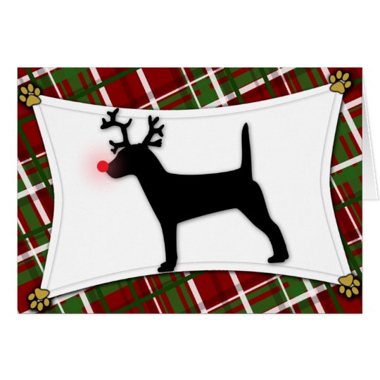 Jack Russell Terrier Reindeer Christmas Card