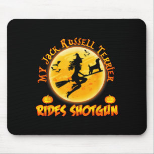 Jack Russell Terrier Rides Shot Dog Halloween Mouse Mat